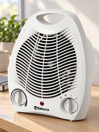 Тепловентилятор Sakura, SA-0500W, напольный/настольный, 2 кВт, 20 м2, спиральный, белый