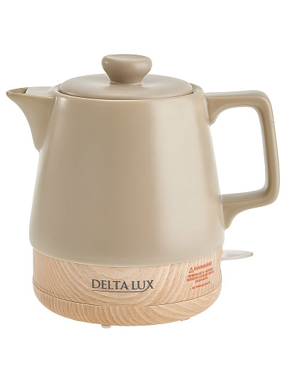 Чайник электрический Delta Lux, DE-1013, 1 л, 1200 Вт, скрытый нагревательный элемент, фарфор