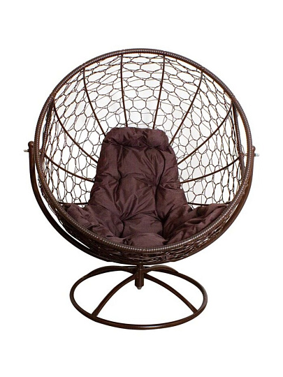 Кресло вращающееся ротанг, Гагарин, 106х69х139 см, коричневое, 150 кг, подушка коричневая, 11100205