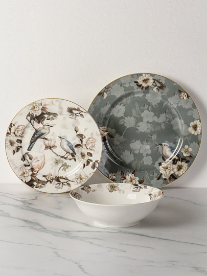 Сервиз столовый фарфор, 12 предметов, на 4 персоны, Lefard, Bohemian birds, 87-348