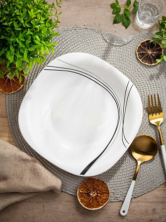 Тарелка суповая, стеклокерамика, 21 см, 0.675 л, квадратная, Токио, Daniks, FFSP-90/K1306-2