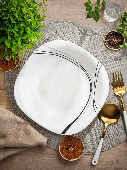 Тарелка суповая, стеклокерамика, 21 см, 0.675 л, квадратная, Токио, Daniks, FFSP-90/K1306-2