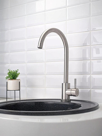 Смеситель для кухни, РМС, с картриджем, нержавеющая сталь, SUS124-017FL