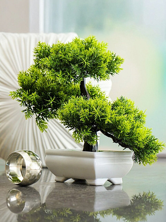 Цветок искусственный декоративный Бонсай, в кашпо, 22 см, в ассортименте, Y4-3026