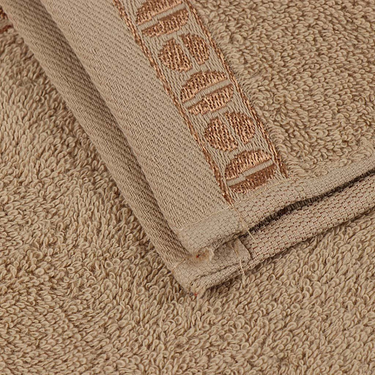 Полотенце кухонное махровое, 30х50 см, 450 г/м2, 100% хлопок, Barkas, Время кофе, песочное, Узбекистан