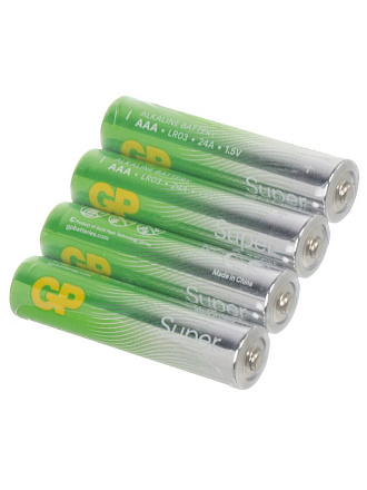 Батарейка GP, ААА (LR03, 24A), Alkaline Super, алкалиновая, спайка, 4 шт, 1210