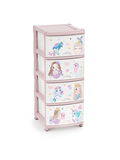 Комод детский 4 ящика, Единорог, 38х48х98 см, Альтернатива, для девочек, М1240