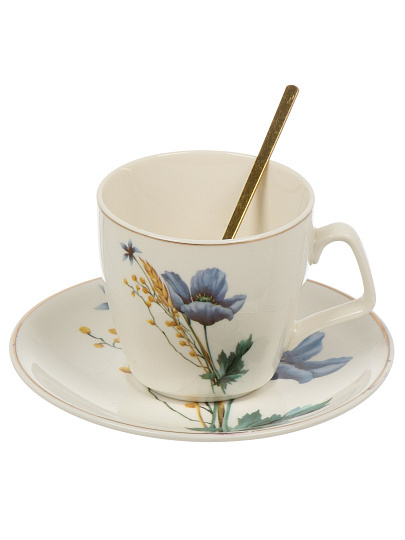 Чайная пара фарфор, 2 пр, 1 перс, 210 мл, Цветы, В060844