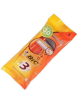 Станок для бритья Bic, Для чувствительной кожи, для мужчин, 3 лезвия, 4 шт, одноразовые, 8729022