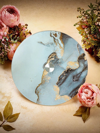 Блюдо стекло, для сервировки, круглое, 30 см, вращающееся, Флюид, Daniks