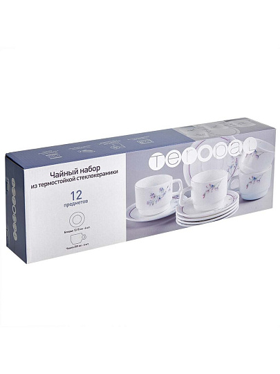 Набор чайный керамика, 12 предметов, на 6 персон, 250 мл, Teropal, 10100-SK, подарочная упаковка