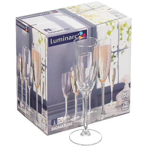 Бокал для шампанского, 170 мл, стекло, 6 шт, Luminarc, Signature, H8161