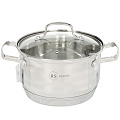 Кастрюля нержавеющая сталь, 2.9 л, с крышкой, крышка стекло, Bohmann, 2119-18RS\CS, индукция