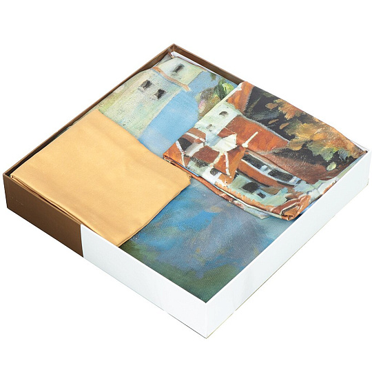 Постельное белье евро, простыня 200х220 см, 4 наволочки 50х70 см, пододеяльник 200х220 см, TAC, сатин, Никас, Салют эмоций