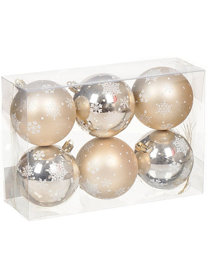 Елочный шар 6 шт, шампань, 8 см, пластик, SYQB-0120367