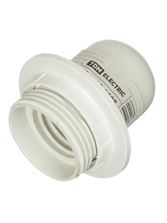 Патрон E27, TDM Electric, пластик, термостойкий, с кольцом, белый, SQ0335-0008