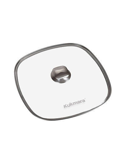 Крышка для посуды стекло, 28 см, Kukmara, металлический обод, кнопка нержавеющая сталь, с28-2т112
