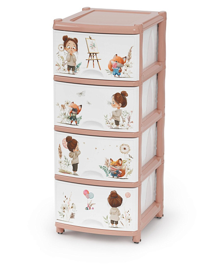 Комод детский 4 ящика, 38х48х98 см, Альтернатива, для девочек, М1240