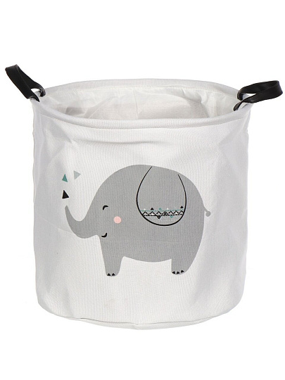 Корзина для хранения, 35х35 см, круглая, полиэстер, серая, слоник, Y4-7075