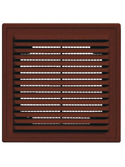 Решетка вентиляционная пластик, разъемная, 210х210 мм, с сеткой, коричневая, Viento, 2121ВР