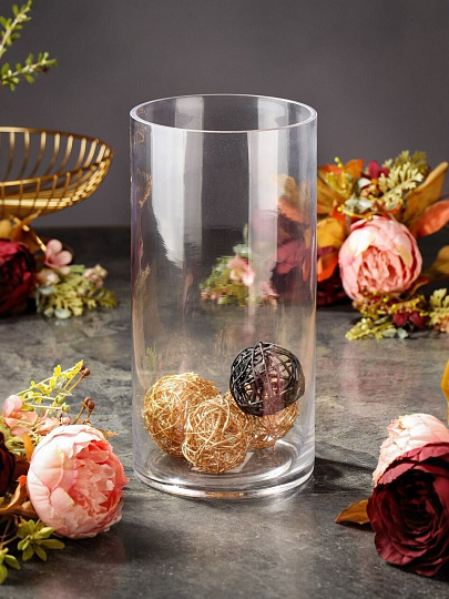 Ваза стекло, настольная, 30х15 см, Цилиндр, Y6-10105