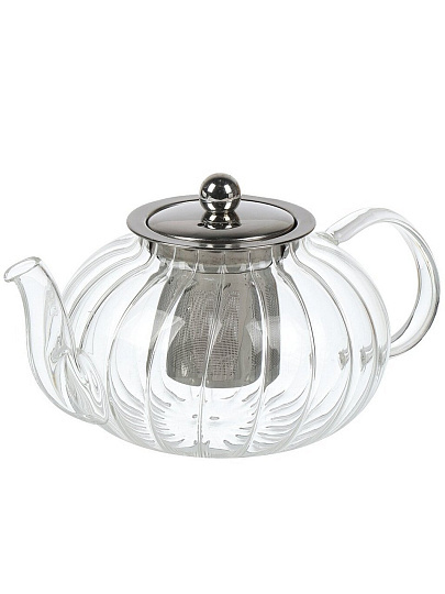 Чайник заварочный стекло, металл, 0.8 л, с ситечком, B050180