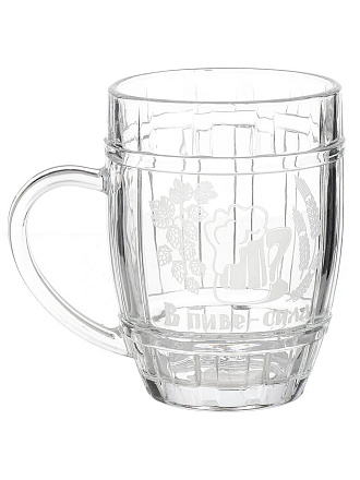Кружка пивная стекло, 500 мл, В пиве сила, Декостек, 3226/1-Г