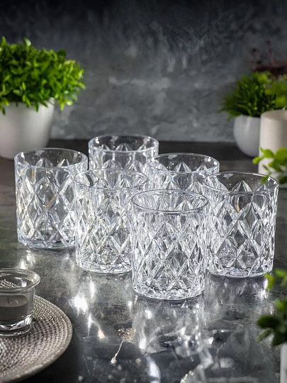 Стакан для виски 380 мл, стекло, 6 шт, Даймонд, B060593