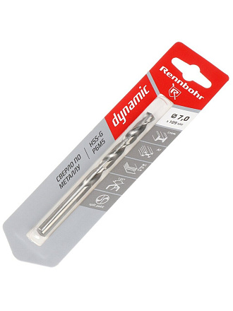 Сверло по металлу, Rennbohr, Dinamic Card, диаметр 7х109 мм, цилиндрический хвостовик, 675070