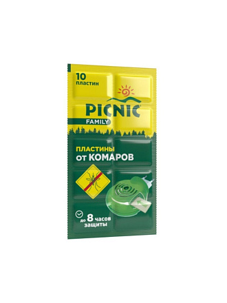 Репеллент от комаров, пластина, Picnic, Family, 10 шт