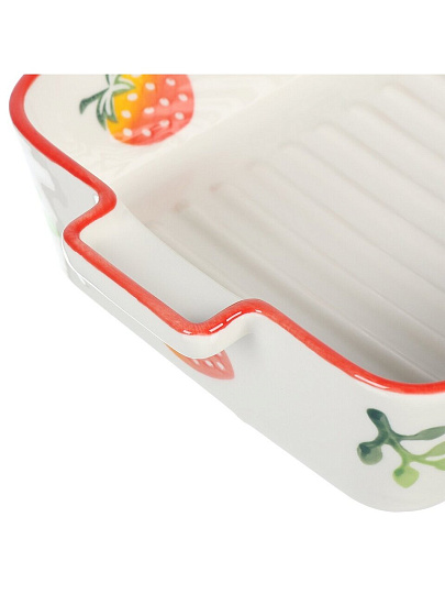Форма для запекания керамика, 14х22х5 см, прямоугольная, Клубника, Y6-10224