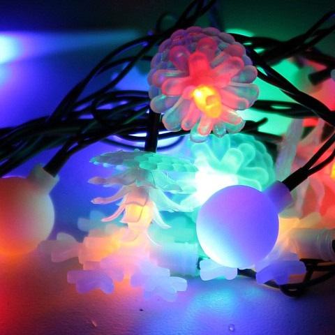 Гирлянда 30 ламп, 4.4 м, 8 режимов, Новогодние игрушки, Космос, свет мультиколор, зеленая, в помещении, сетевая, светодиодная, мигание, KOC_GIR30LEDMIX2_RGB