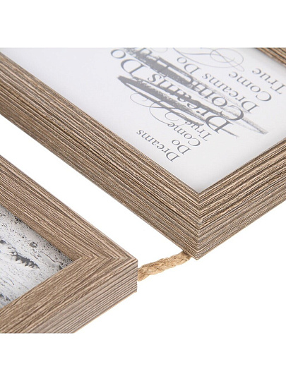 Фоторамка-коллаж на 3 фото, 49х17 см, фото 10х15 см, МДФ, коричневая, Y4-6749