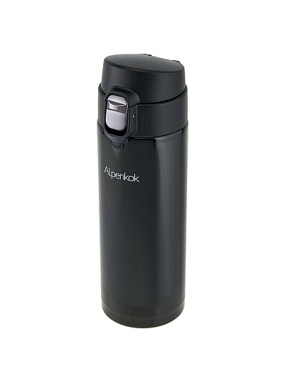 Термокружка нержавеющая сталь, 0.38 л, Alpenkok, колба нержавеющая сталь, с ситечком, вакуумная, черная, AK-04817A