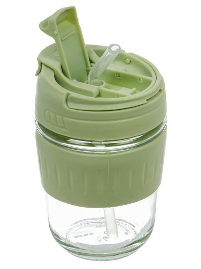 Стакан 350 мл, стекло, Бабл, с трубочкой, в ассортименте, B060523