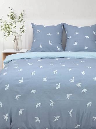 Постельное белье 1.5-спальное, простыня 150х214 см, 1 наволочка 70х70 см, пододеяльник 145х215 см, Майская ночь, бязь, 20265/1