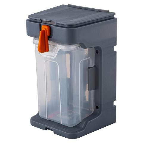 Ящик для метизов, 7х8х12.5 см, пластик, Blocker, Expert, подвесной, крышка, серо-свинцовый, оранжевый, BR394610026