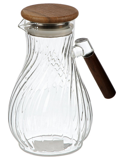 Кувшин боросиликатное стекло, 1.8 л, медовый, дерев ручка, крышка-фильтр, Y4-11030