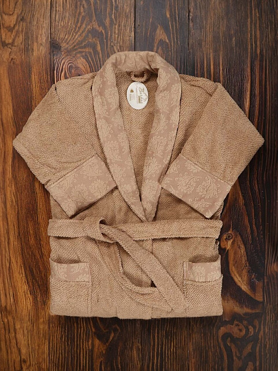 Халат женский, махровый, 100% хлопок, бежевый, XL-XXL, 52-54, Barkas, Aria, AI-1905019