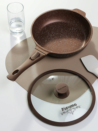 Сковорода литой алюминий, 24 см, антипригарное покрытие, Мечта, Венеция, с крышкой, съемная ручка, индукция, С024806ИВ