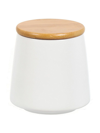 Банка для сыпучих продуктов, керамика, 0.5 л, 8.7х10.2х10.5 см, с крышкой, Белая, Y4-5029