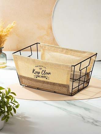 Корзина для хранения, 30х20х15 см, прямоугольная, коричнево-бежевая, A290102