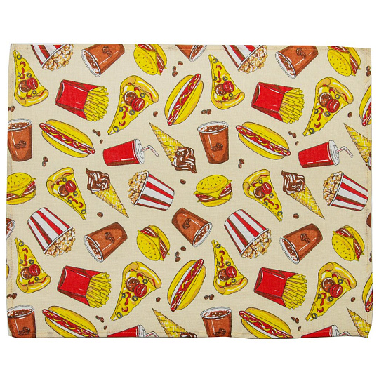 Полотенце кухонное 45х60 см, 100% хлопок, рогожка, Текстильная лавка, Фаст Фуд, Россия, 1/1