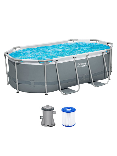 Бассейн каркасный Bestway, 305х200х84 см, Power Steel Oval Pool, 5614A, фильтр-насос, 3668 л