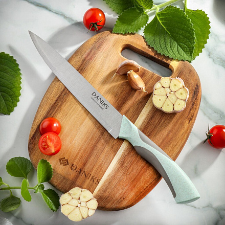 Нож кухонный Daniks, Gusto, разделочный, сталь, 20 см, рукоятка пластик, YW-A377B-SL
