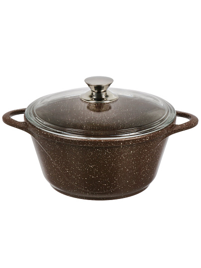 Кастрюля алюминий, антипригарное покрытие, 2 л, крышка стекло, Горница, Шоколад, к2233аш