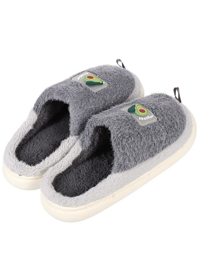 Тапки для мужчин, серые, р. 40-41, закрытые, мех, Авокадо, A210056