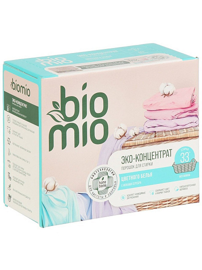 Стиральный порошок BioMio, 1 кг, автомат, универсальный, для белого и цветного белья