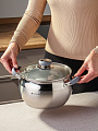 Кастрюля нержавеющая сталь, 4 л, крышка стекло, Daniks, Модерн серый, SD-20N, индукция - фото 8