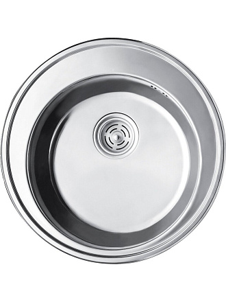 Мойка кухонная врезная, РМС, нержавеющая сталь, 510 мм, 0.6 мм + сифон, MG6-51